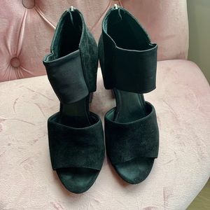 Eileen Fisher Black Suede Wedge Sandals